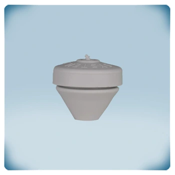 cone-shaped light grey piece of plastic