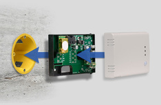 Jutiklio paviršinis montavimas